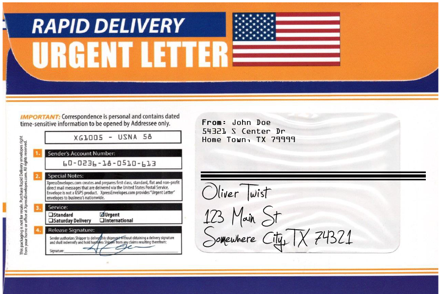 Urgent Letter Envelope Back